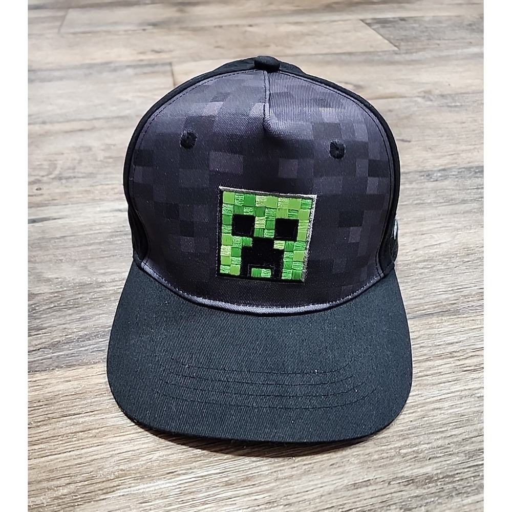 Minecraft Creeper Youth Teen Hat Baseball Cap Black Gray Snap Back Green